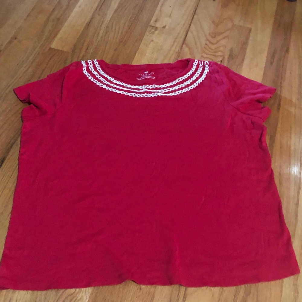 Talbots Red Embellished T-shirt Size 2XP o - Picture 7 of 7